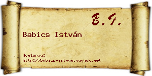 Babics István névjegykártya