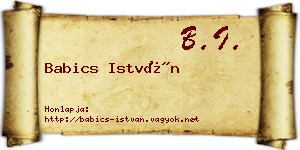 Babics István névjegykártya